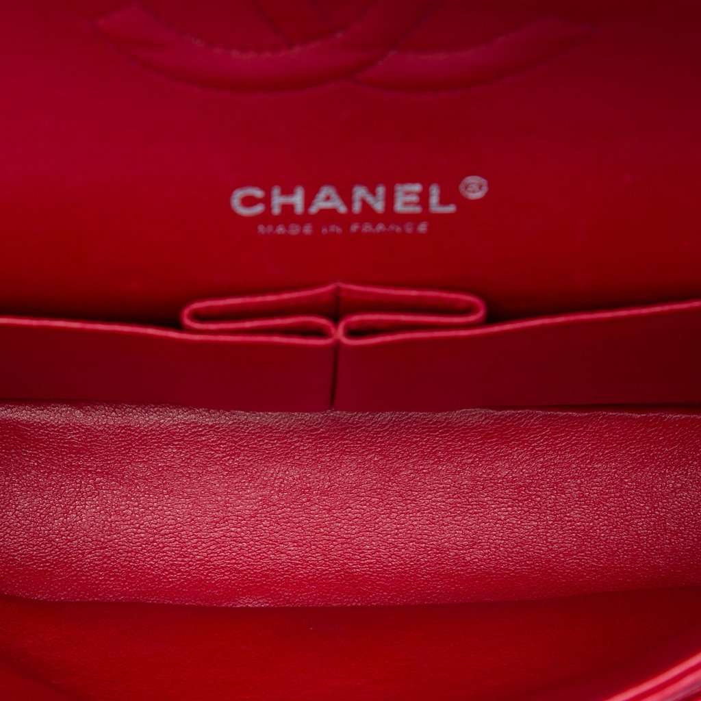 Chanel Medium Classic Lambskin Double Flap Red Leather Very good - Model View