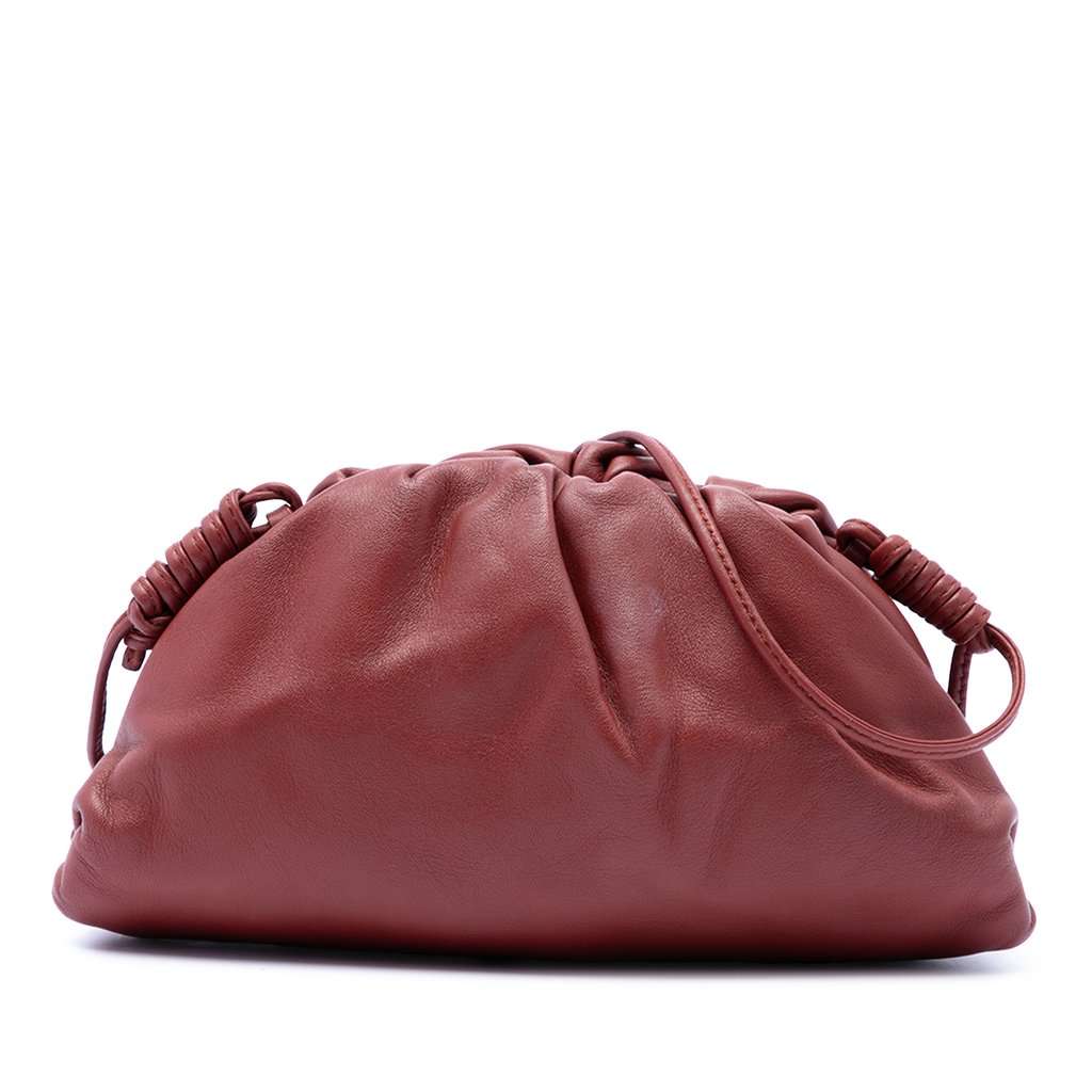 Bottega Veneta Lambskin The Mini Pouch Crossbody Red Leather Very good condition - Front View