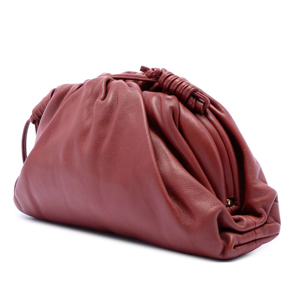 Bottega Veneta Lambskin The Mini Pouch Crossbody Red Leather Very good condition - Back View