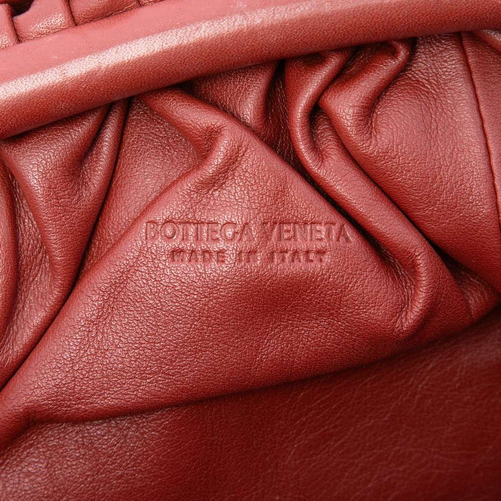 Bottega Veneta Lambskin The Mini Pouch Crossbody Red Leather Very good condition - Box View