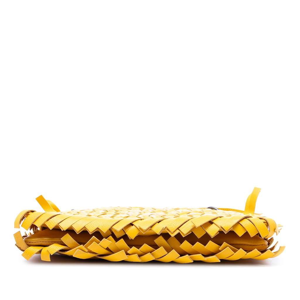 Bottega Veneta Bicolor Nappa Intrecciato Fringe Shoulder Bag Yellow Leather Very good condition - Inside View