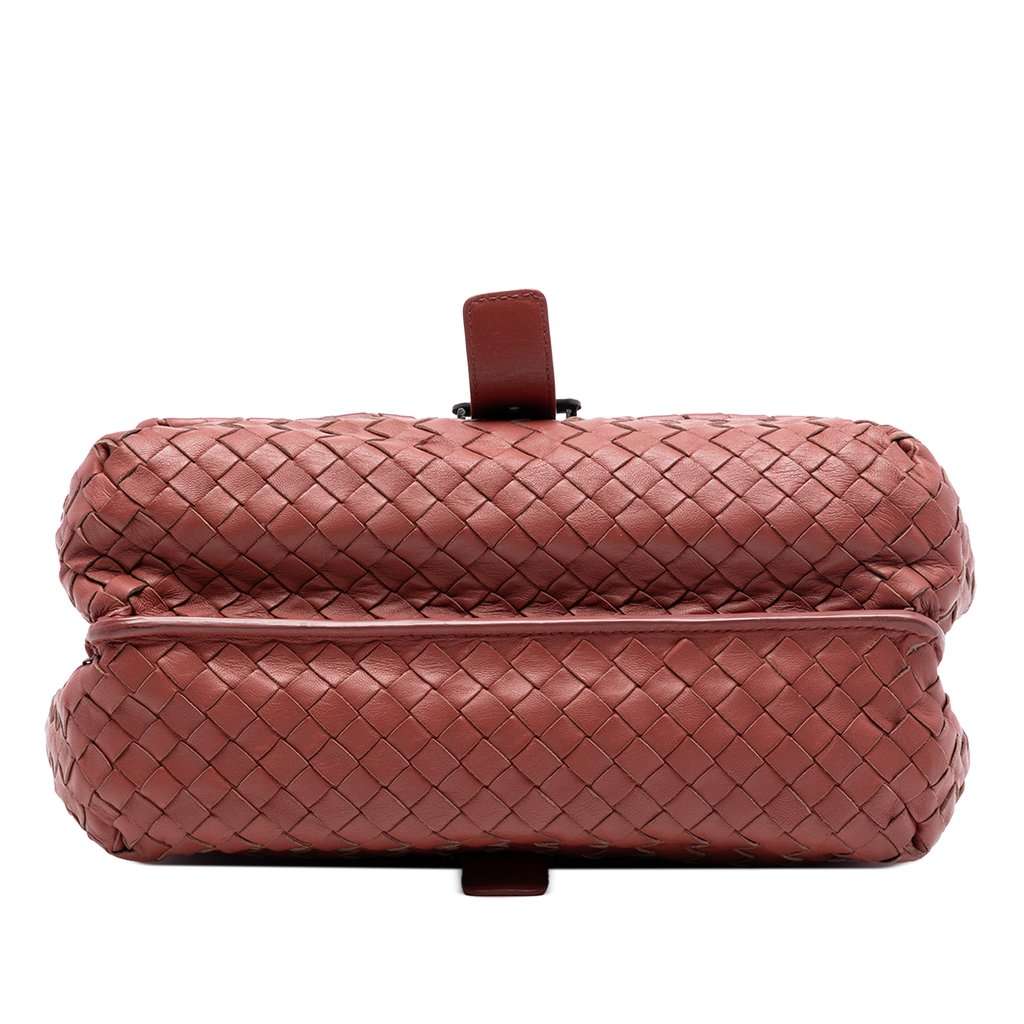 Bottega Veneta Nappa Intrecciato Double Sided Flap Messenger Bag Red Leather Very good condition - Inside View