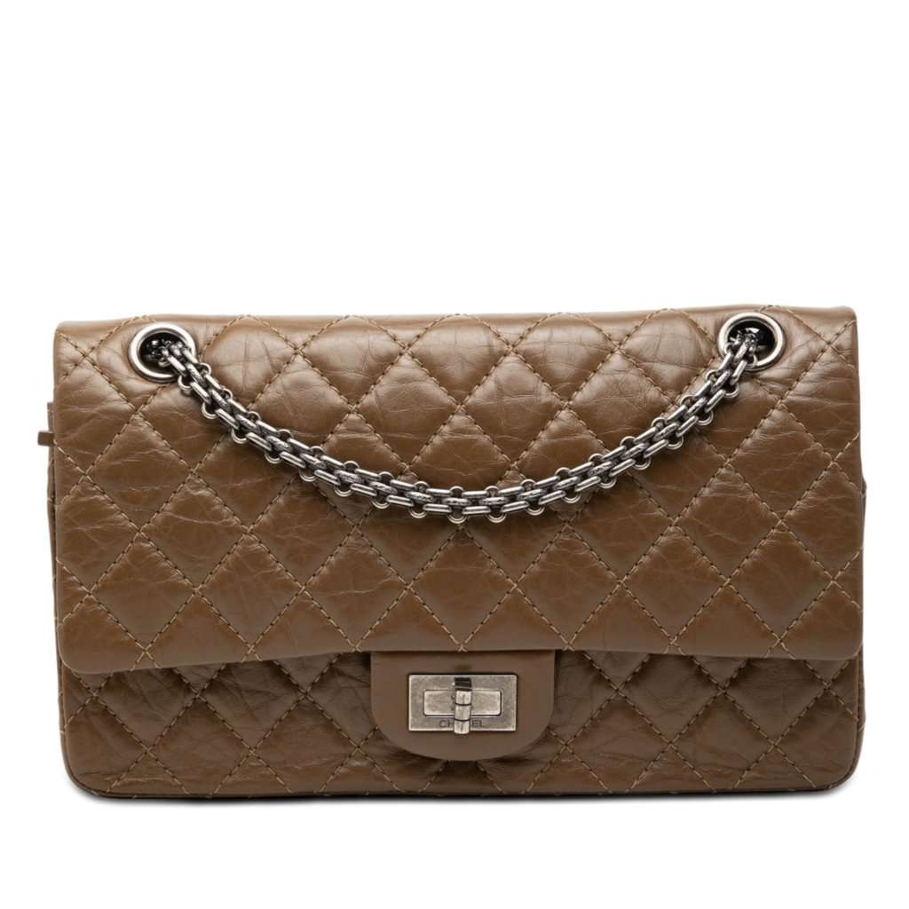 Chanel Quilted Aged Calfskin Reissue 2.55 Double Flap 225 Brown Leather Very good - Front View