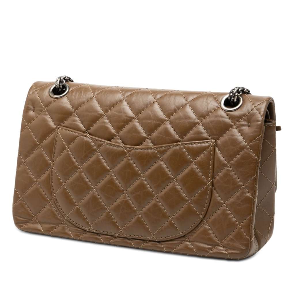 Chanel Quilted Aged Calfskin Reissue 2.55 Double Flap 225 Brown Leather Very good - Back View