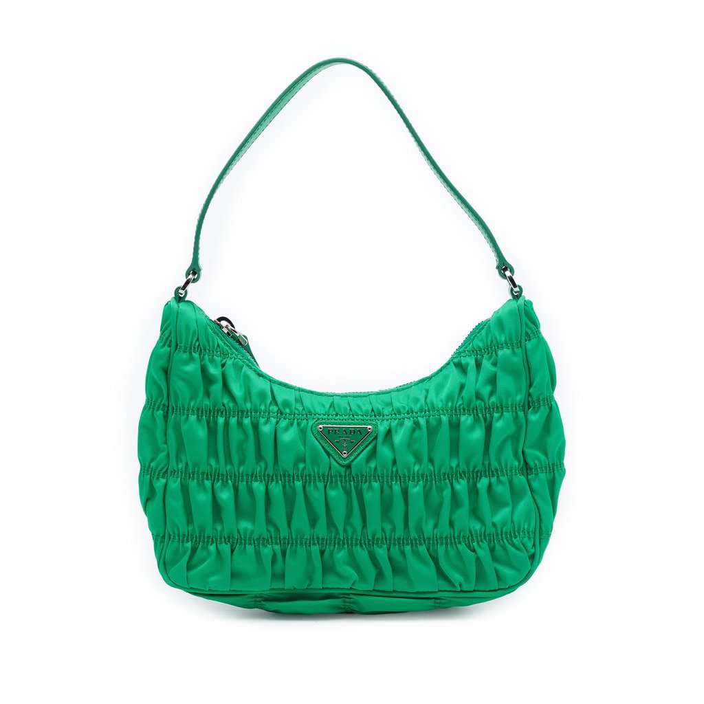 Prada Tessuto Gaufre Re Edition Shoulder Bag Green Very good condition - Front View