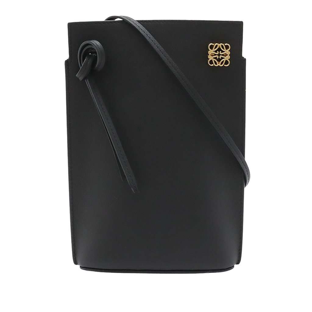 LOEWE Calfskin Dice Pocket Crossbody Black Leather Very good condition - Front View