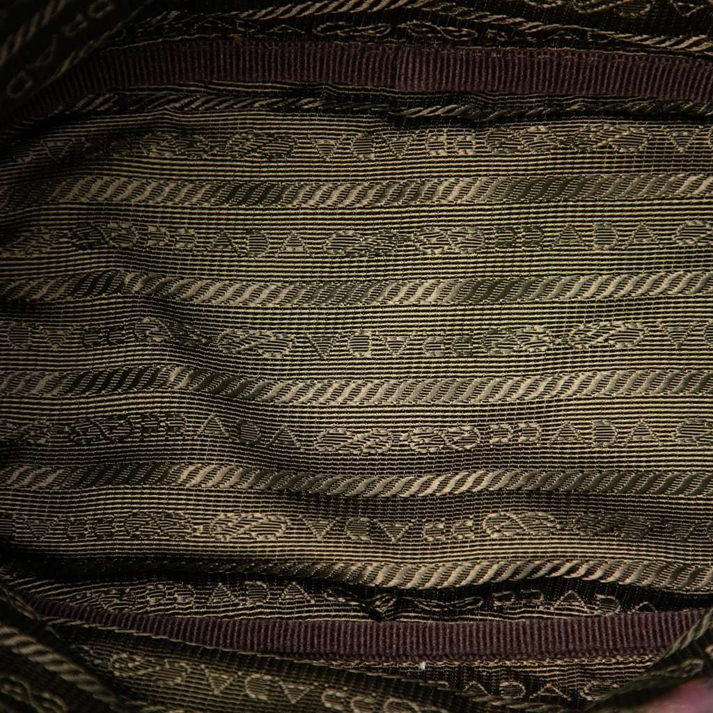Prada Tessuto Geometric Print Drawstring Pouch Brown Very good condition - Model View