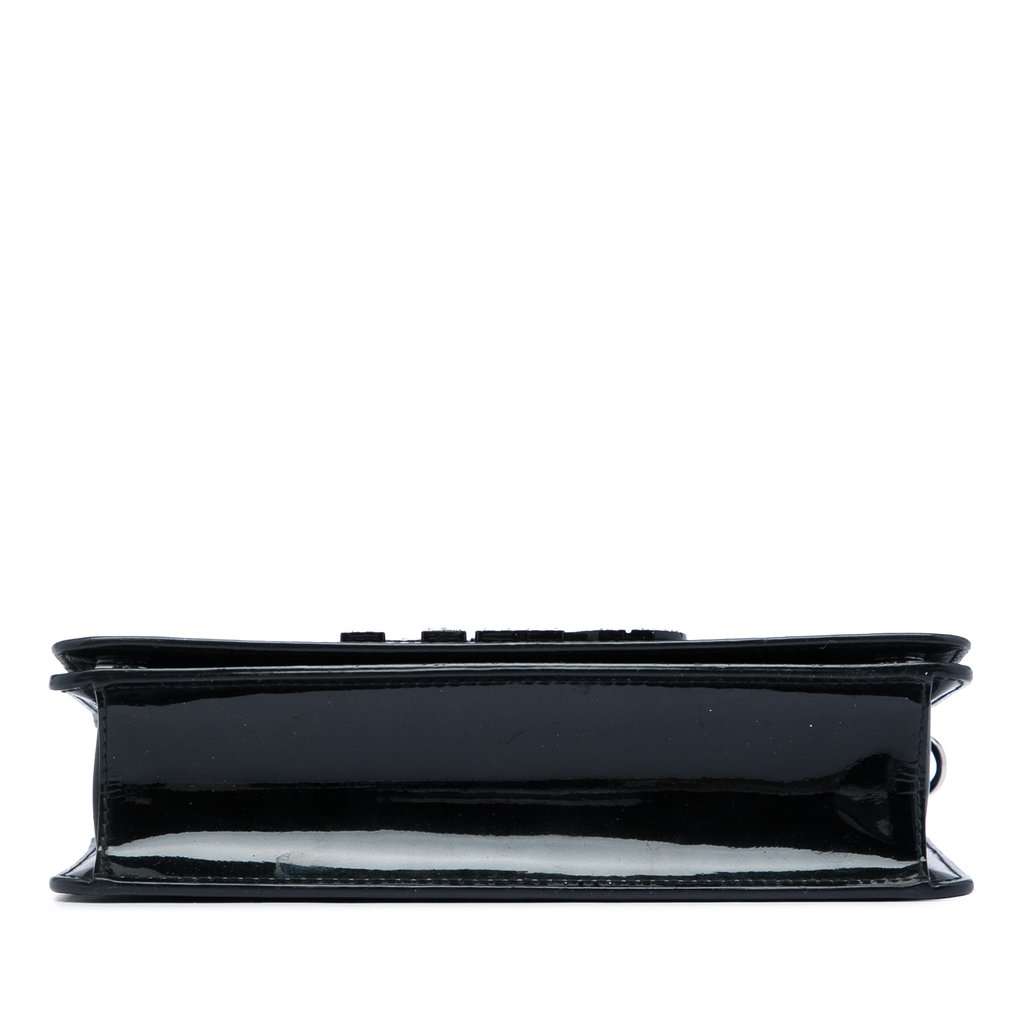 Miu Miu Patent Crystal Embellished Logo Wallet On Chain Black Leather Very good - Inside View