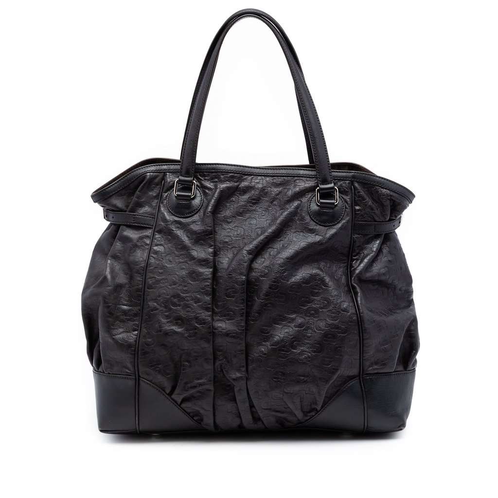 Gucci Embossed Leather Horsebit Full Moon Tote Brown Leather Very good condition - Front View