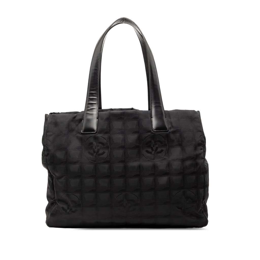 Chanel New Travel Line Nylon Tote Black Very good condition - Front View