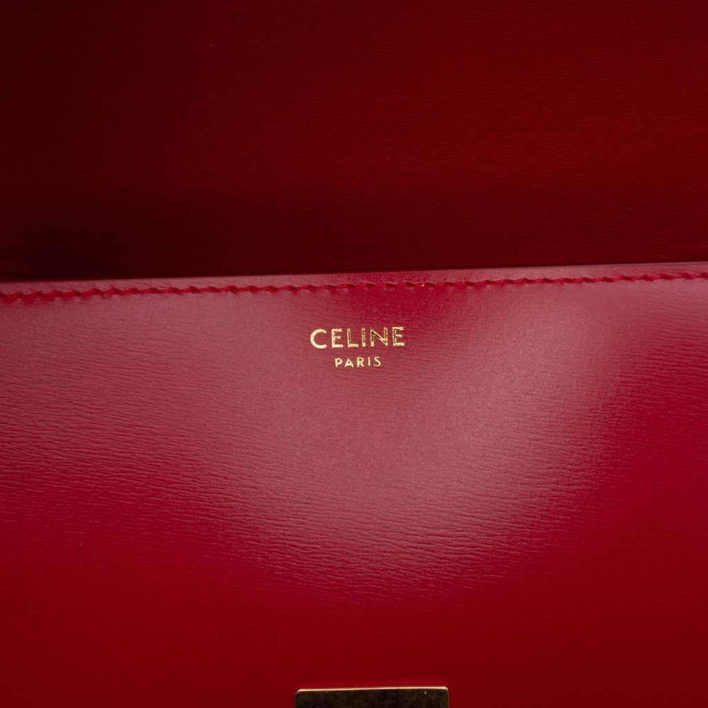 Celine Teen Shiny Calfskin Triomphe Crossbody Red Leather Very good condition - Box View