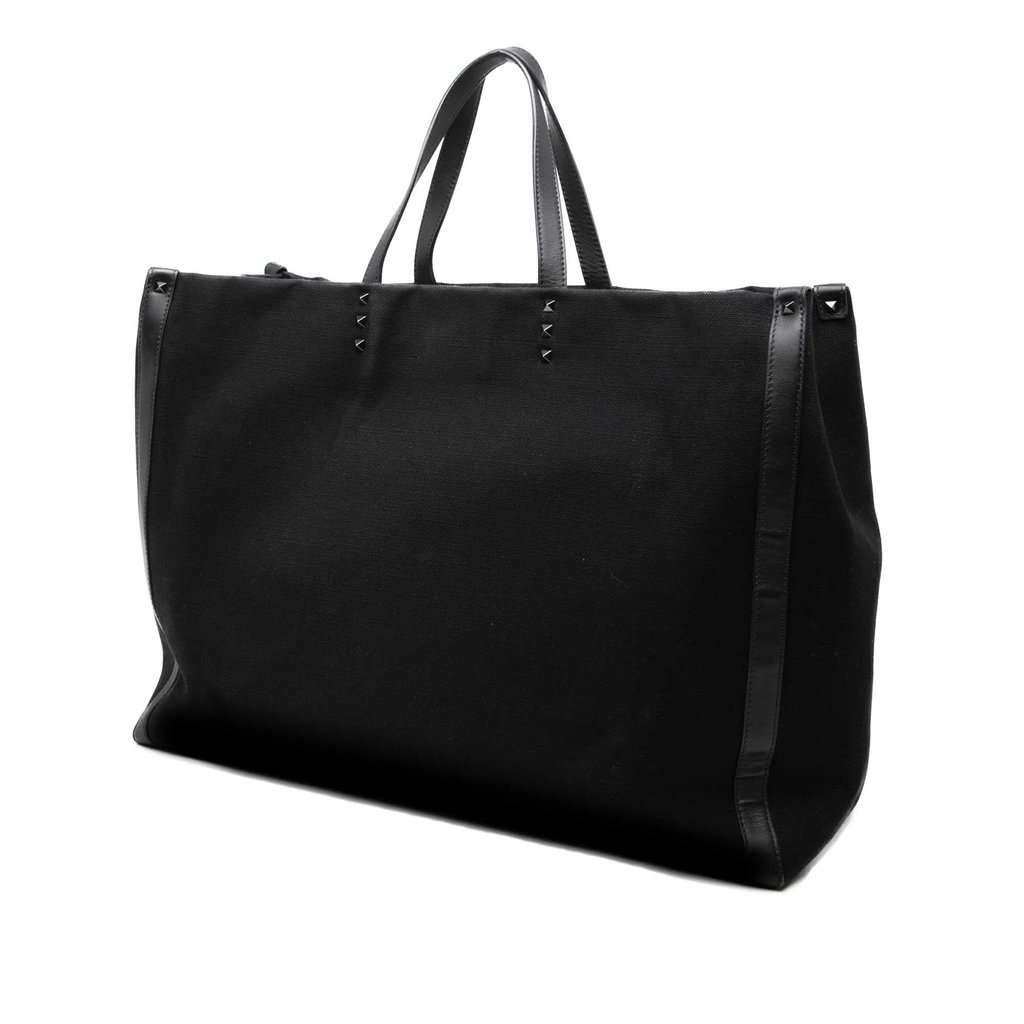 Valentino Large Canvas Rockstud VLTN Tote Black Very good - Back View