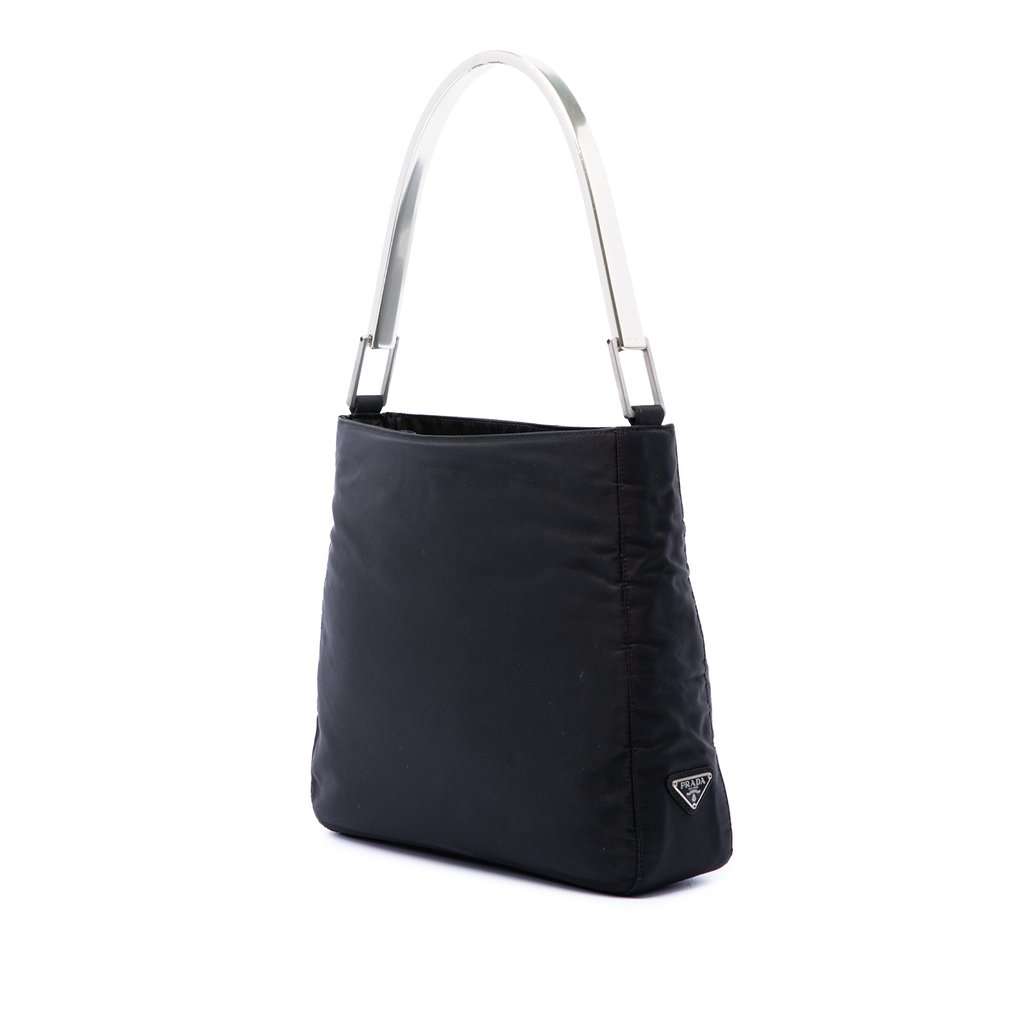 Prada Tessuto Metal Handle Bag Black Very good condition - Back View