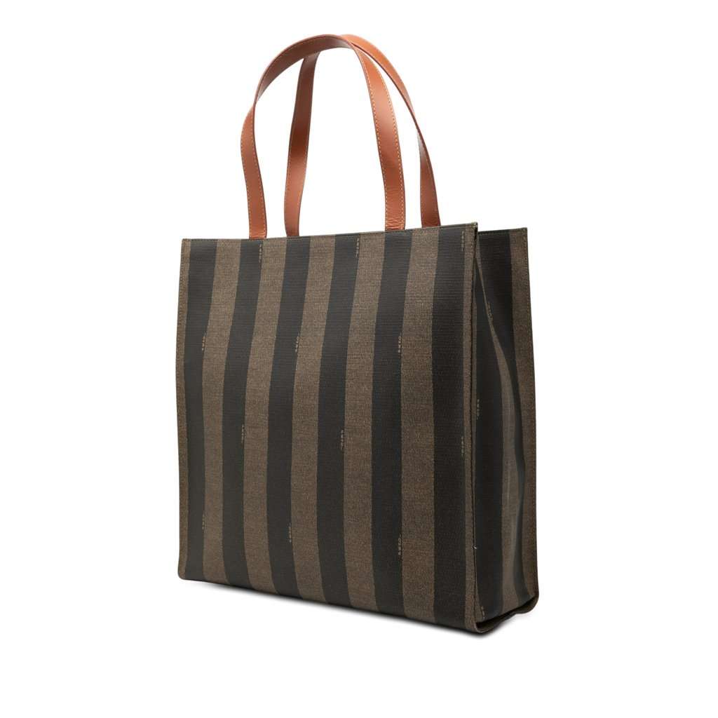 Fendi Pequin Coated Canvas Logo Tote Brown Very good - Back View