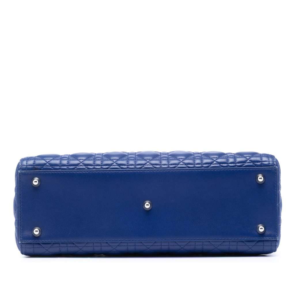 Dior Large Lambskin Cannage Lady Dior Blue Leather Very good condition - Inside View