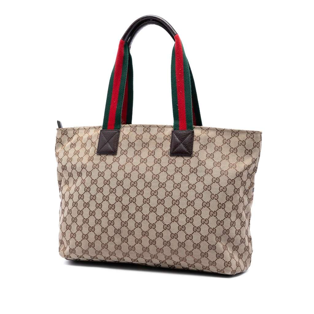 Gucci GG Canvas Web Tote Beige Very good - Back View