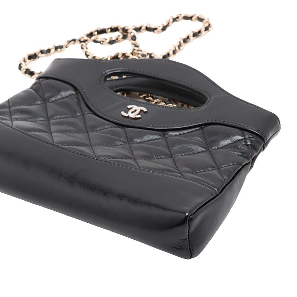 Chanel Nano Quilted Glazed Calfskin 31 Shopping Bag Black Leather Very good condition - Model View