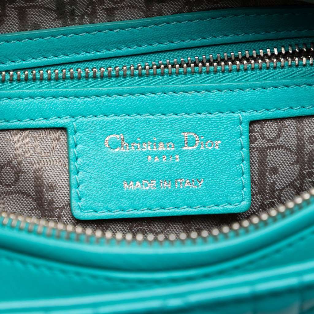 Dior Medium Lambskin Cannage Lady Dior Blue Leather Very good condition - Box View
