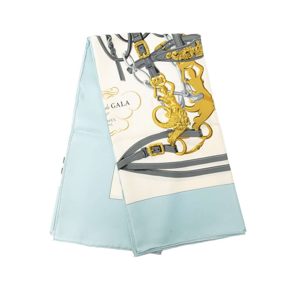 Hermès Brides de Gala Silk Scarf 90 White Very good - Front View