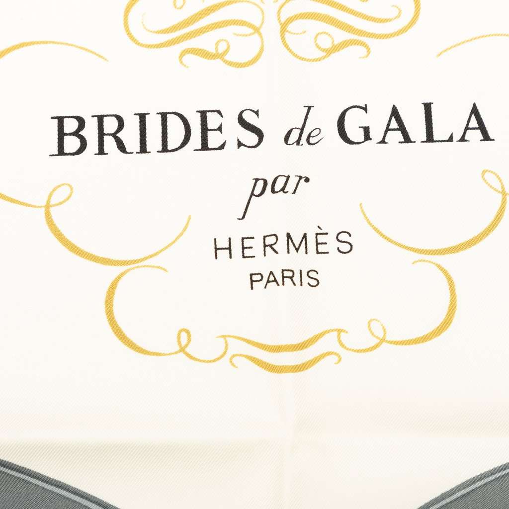 Hermès Brides de Gala Silk Scarf 90 White Very good - Back View