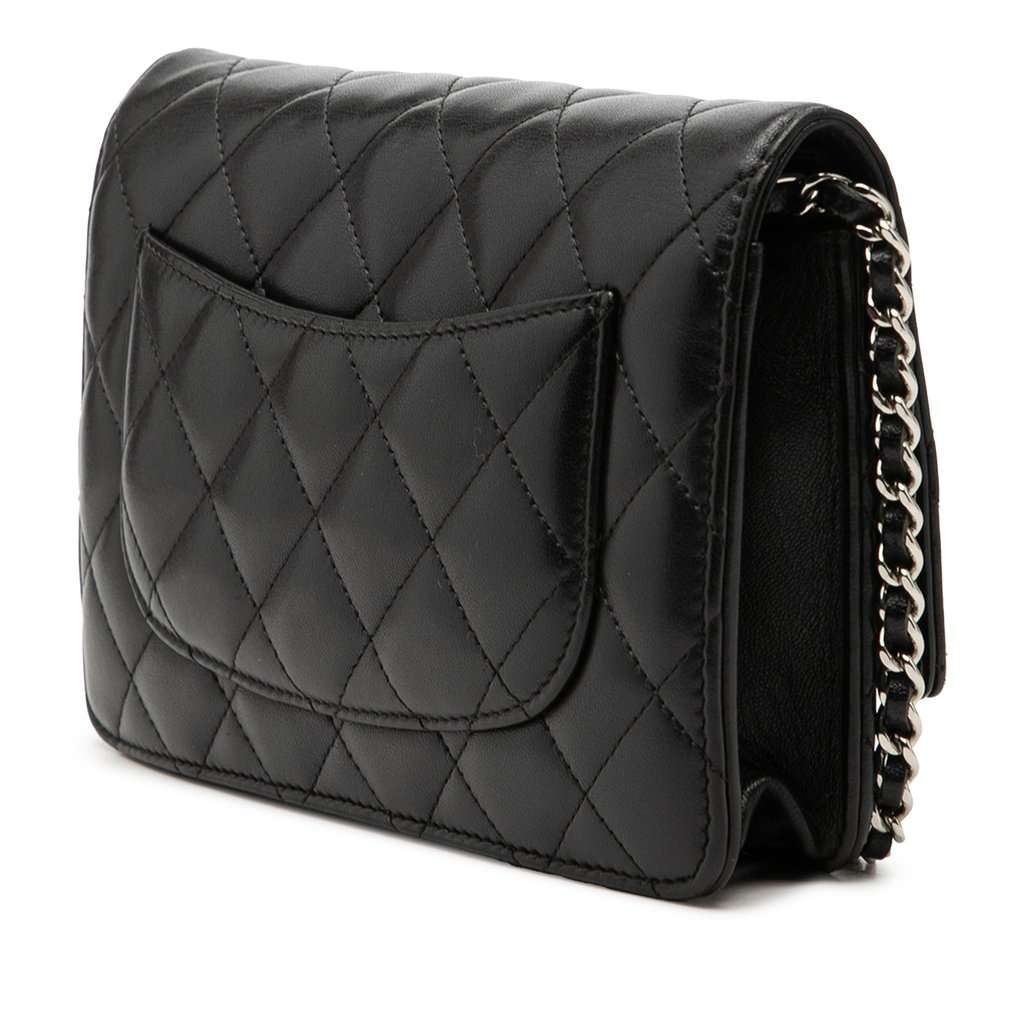 Chanel CC Quilted Lambskin Wallet On Chain Black Leather Very good condition - Back View