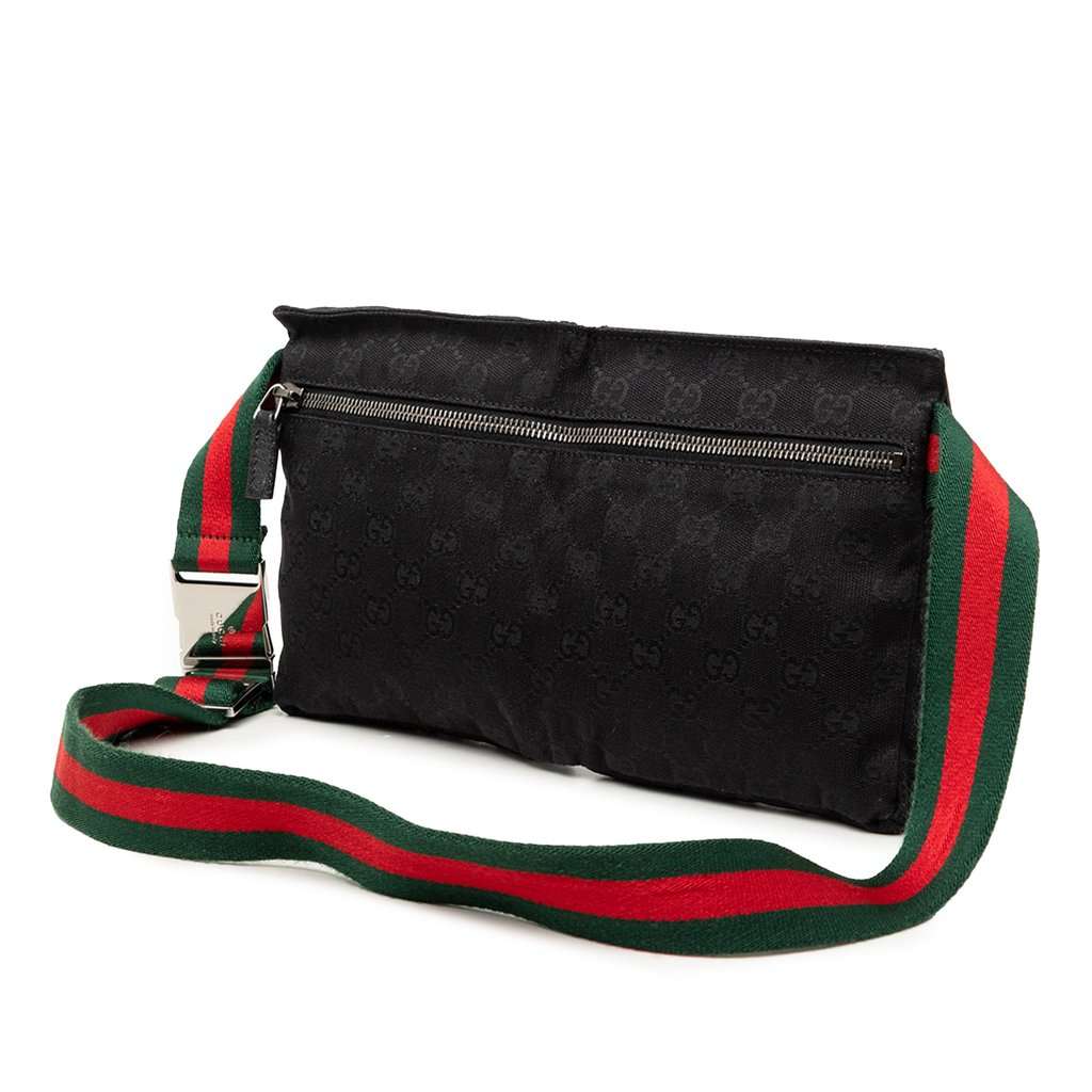 Gucci GG Canvas Web Double Pocket Belt Bag Black Very good condition - Back View