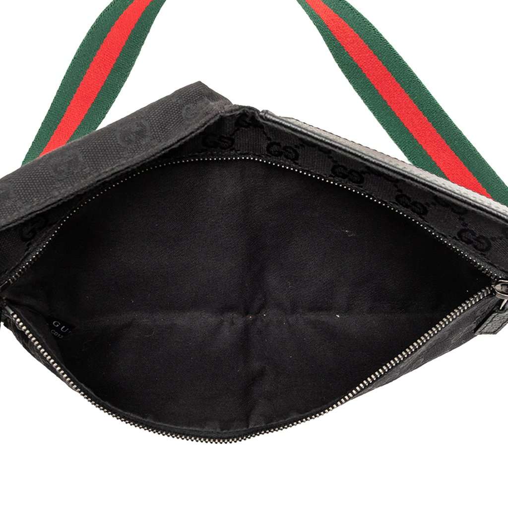 Gucci GG Canvas Web Double Pocket Belt Bag Black Very good condition - Model View