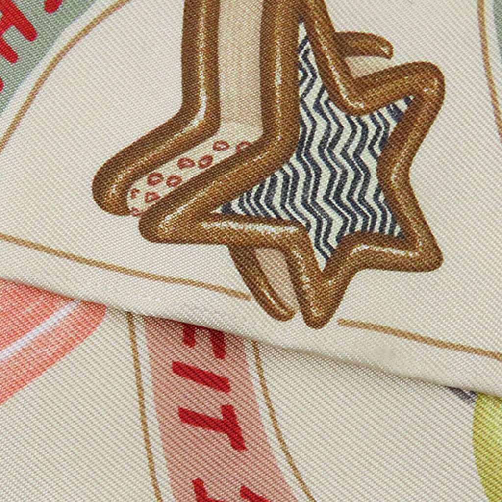 Hermès Funny Ice Cream Silk Twilly Scarf Beige Very good condition - Inside View