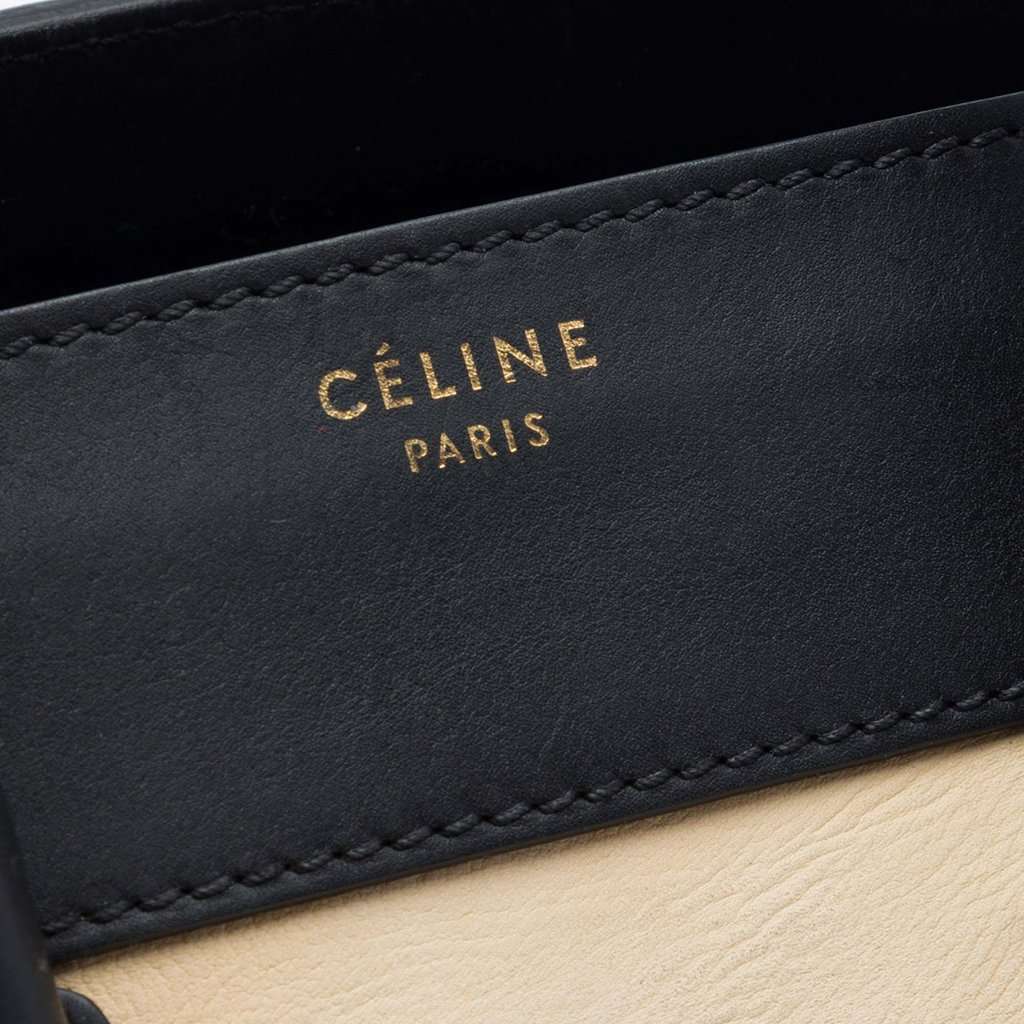 Celine Mini Bicolor Leather Luggage Tote Beige Leather Very good - Model View