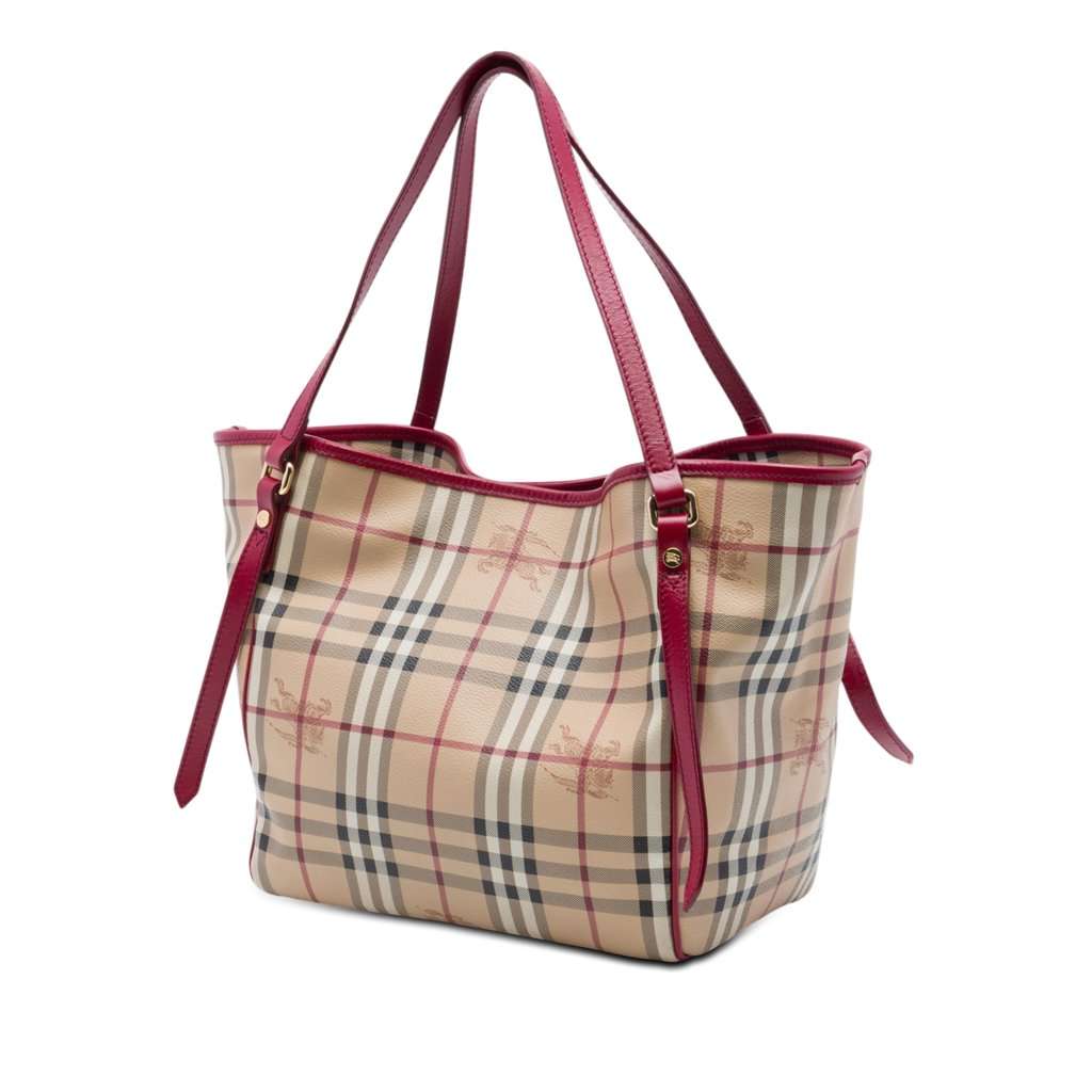 Burberry Small Haymarket Check Coated Canvas Canterbury Tote Beige Very good - Back View