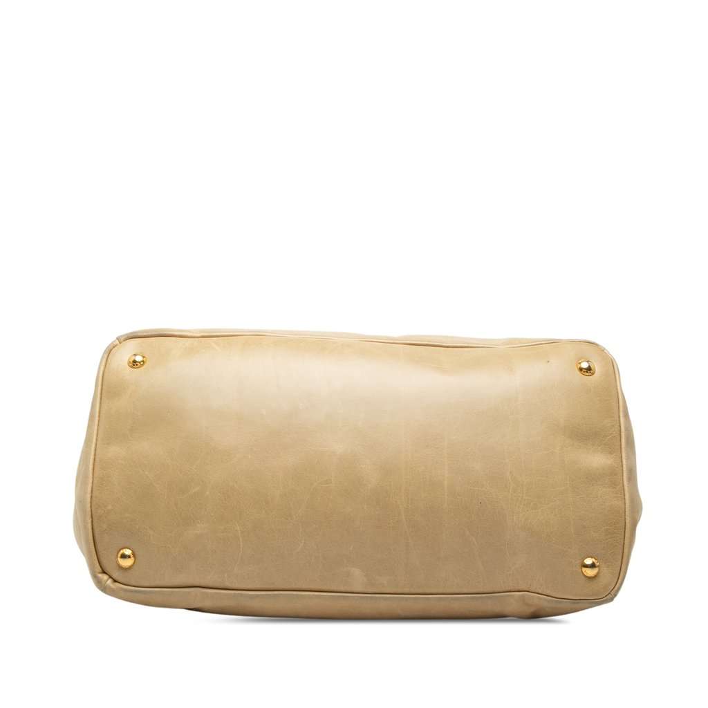 Prada Vitello Shine Satchel Beige Leather Very good - Inside View