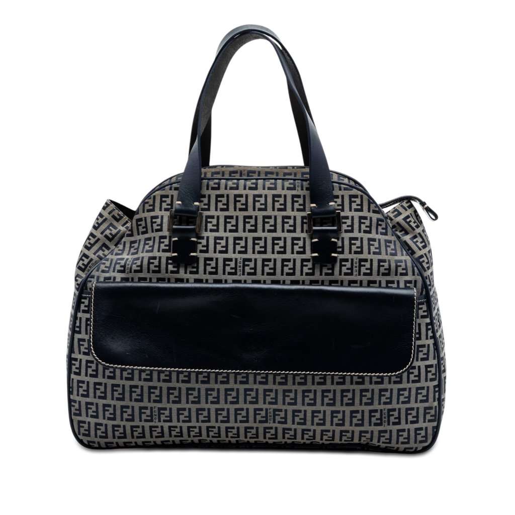 Fendi Zucchino Canvas Handbag Black Very good - Front View