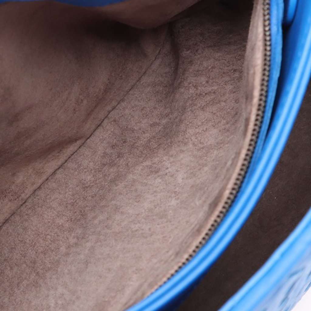 Bottega Veneta Large Intrecciato Nappa Olympia Shoulder Bag Blue Leather Very good condition - Box View