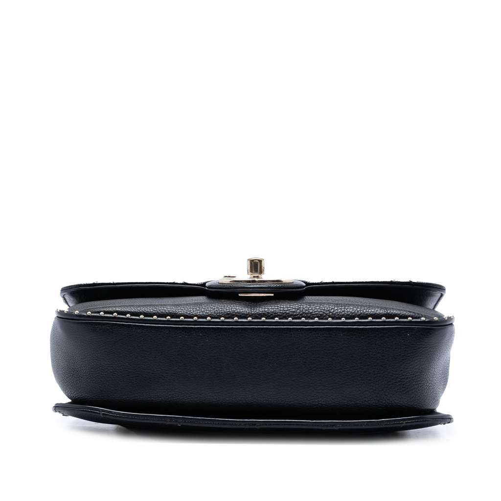 Chanel Small CC Quilted Caviar Studded Single Flap Black Leather Very good condition - Inside View