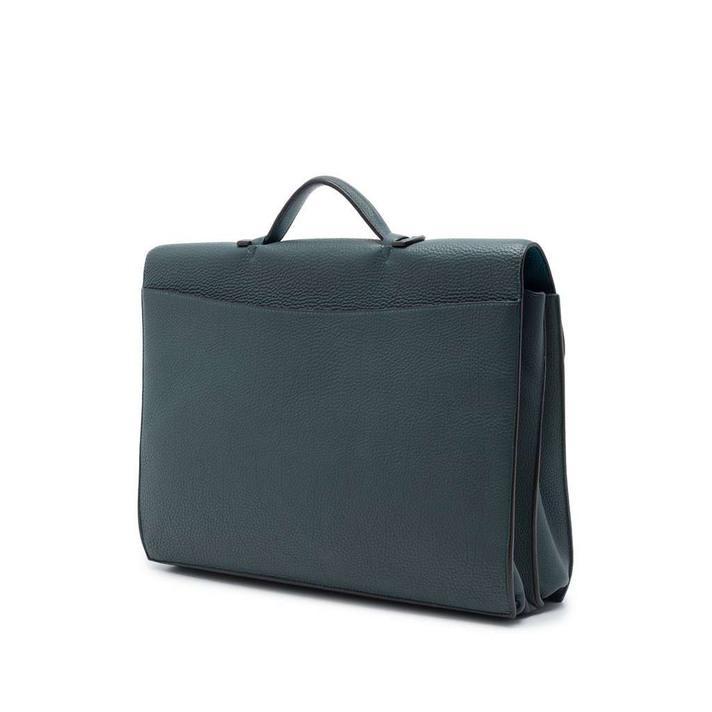 Hermès Togo Verso Sac a Depeches 38 Blue Leather Very good condition - Back View