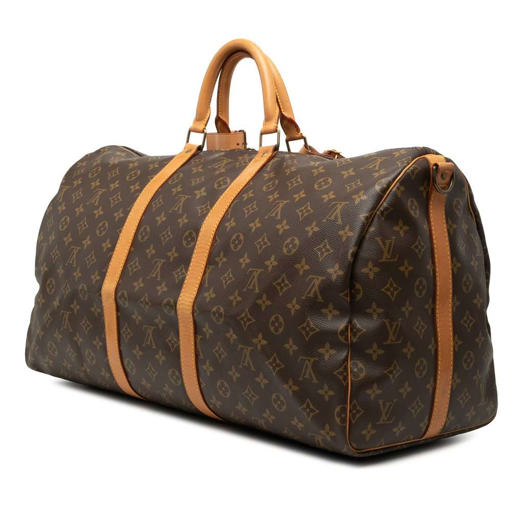Louis Vuitton Monogram Keepall Bandouliere 55 Brown Good - Back View