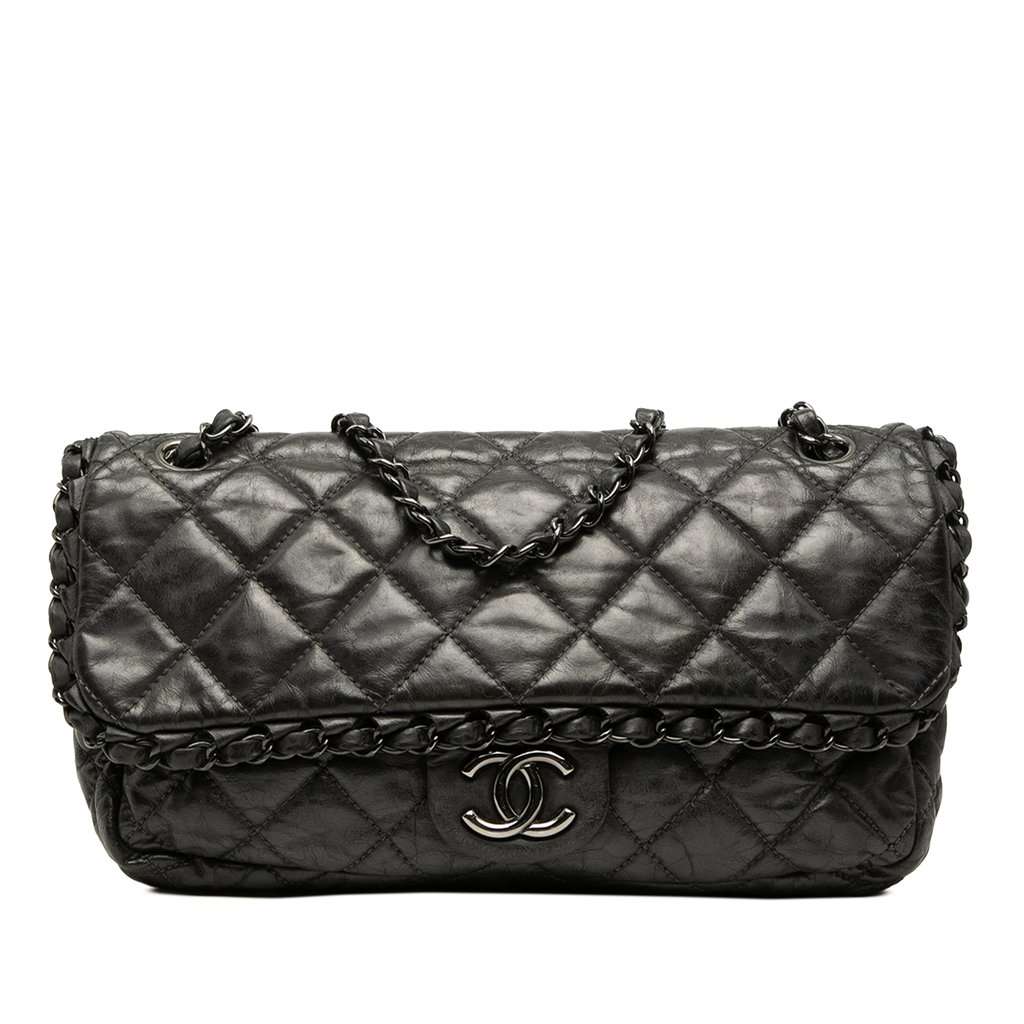 Chanel Medium Quilted Metallic Aged Calfskin Chain Me Flap MultiColor Leather Very good condition - Front View