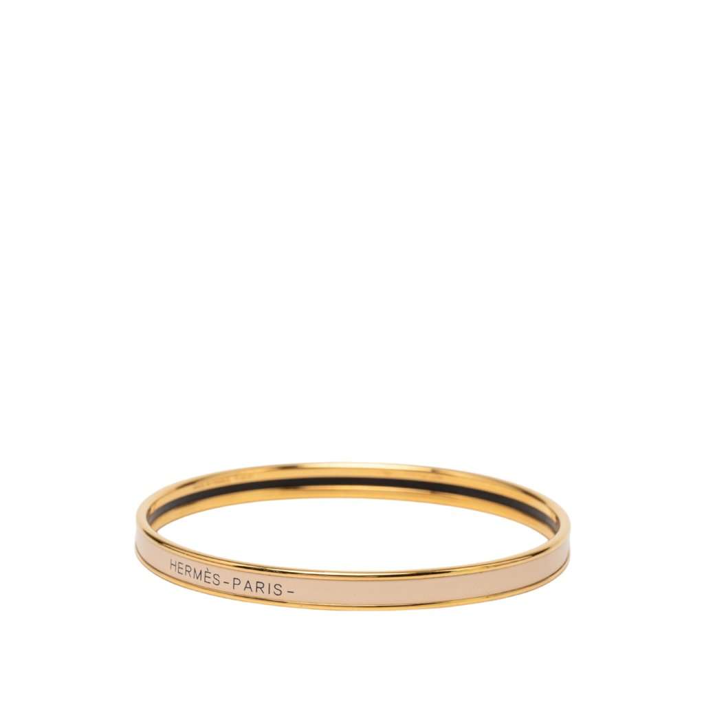 Hermès Extra Narrow Enamel Uni Bangle 65 Beige Very good - Back View