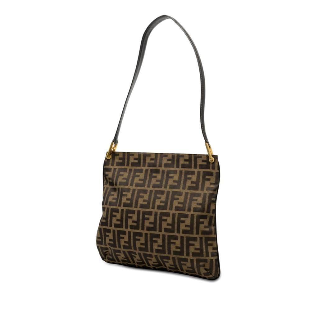 Fendi Zucca Canvas Shoulder Bag Brown Good - Back View