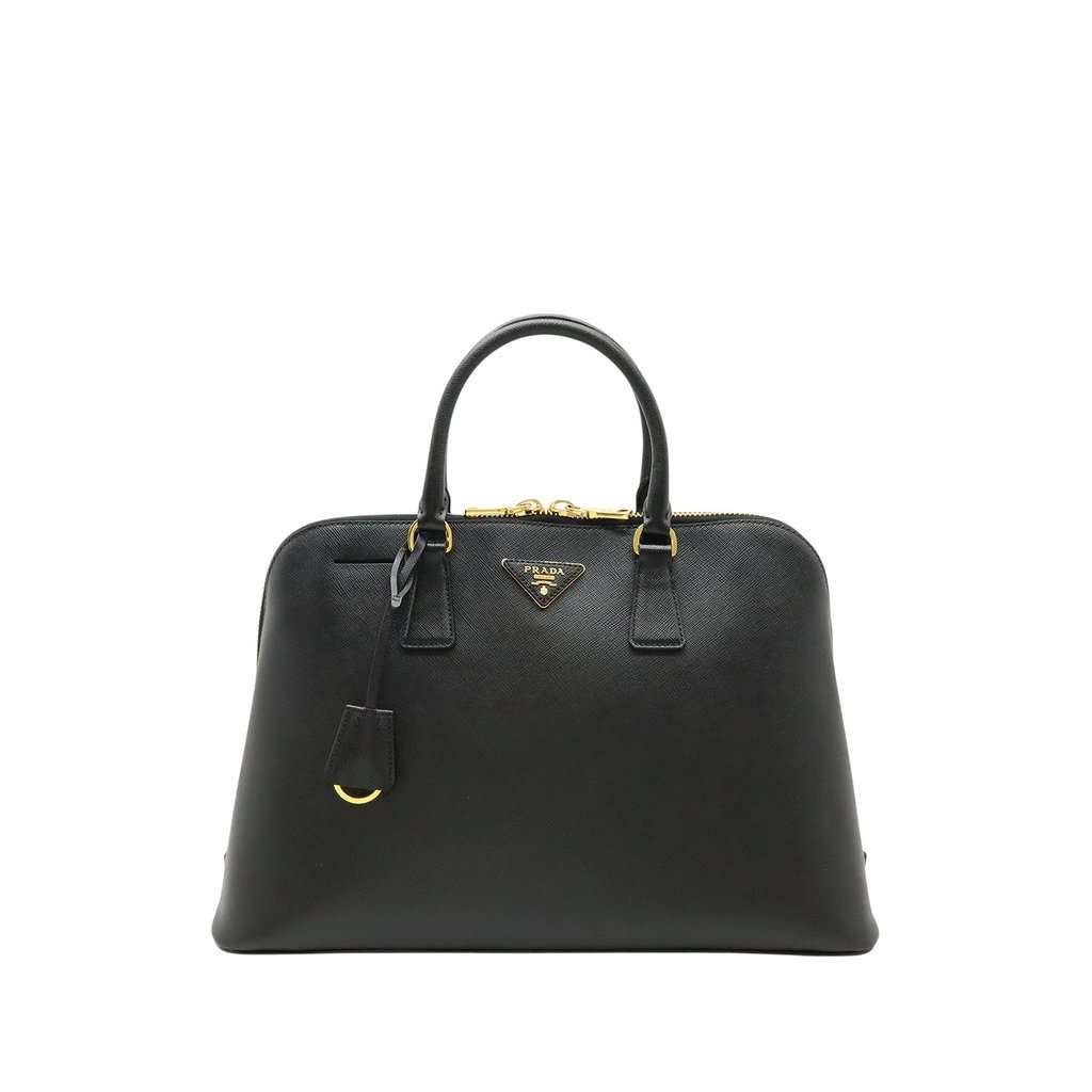 Prada Large Saffiano Lux Promenade Satchel Black Leather Very good condition - Front View