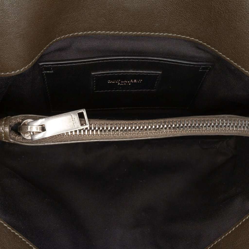 Saint Laurent Medium Quilted Chevron Sheepskin College Satchel Brown Leather Very good condition - Model View