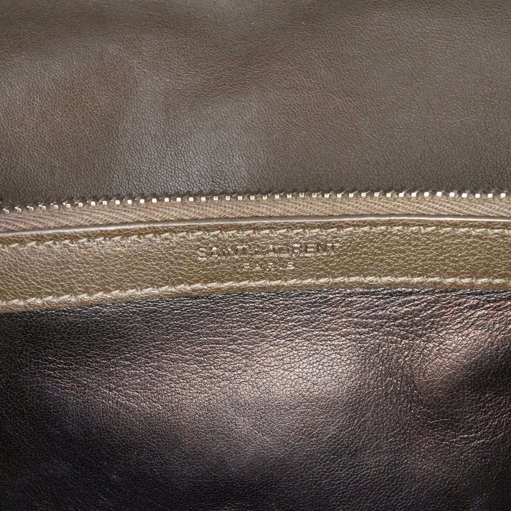 Saint Laurent Medium Quilted Chevron Sheepskin College Satchel Brown Leather Very good condition - Box View