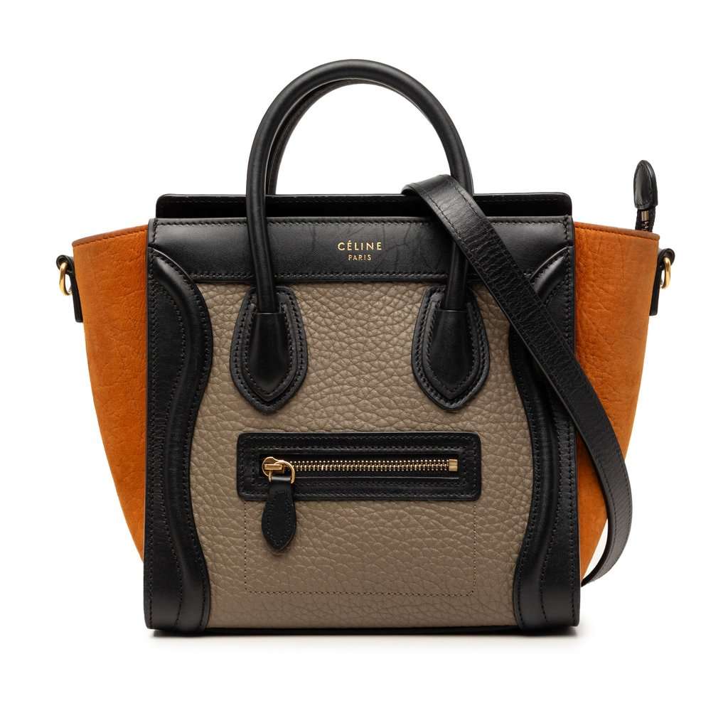 Celine Nano Tricolor Leather Luggage Tote Brown Leather Very good - Front View