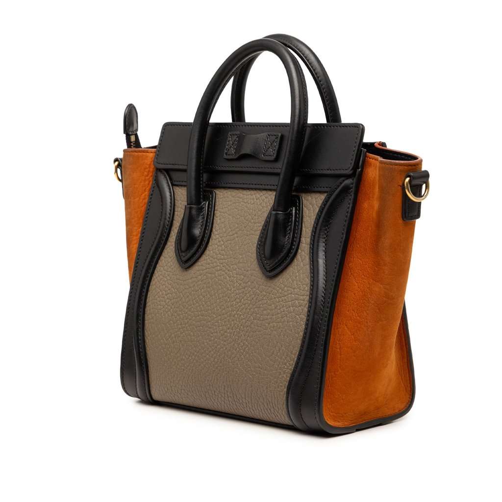 Celine Nano Tricolor Leather Luggage Tote Brown Leather Very good - Back View