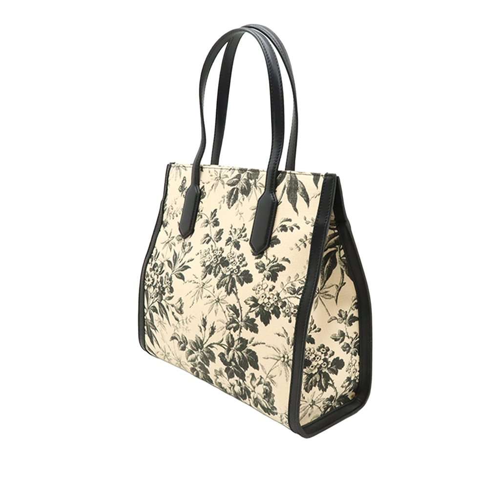 Gucci Canvas GG Ribbon Herbarium Tote White Very good condition - Back View