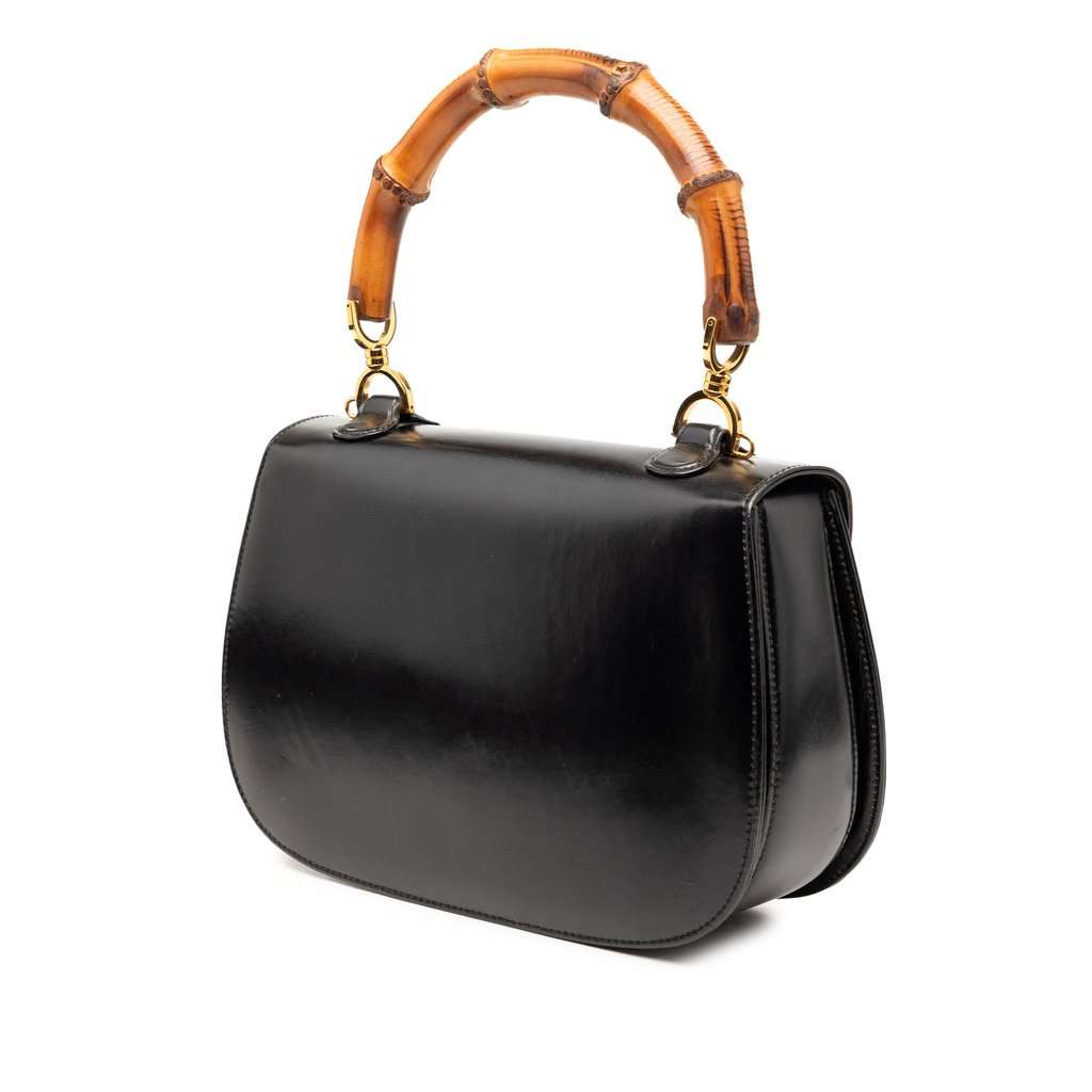 Gucci Calfskin Bamboo Night Black Leather Very good - Back View