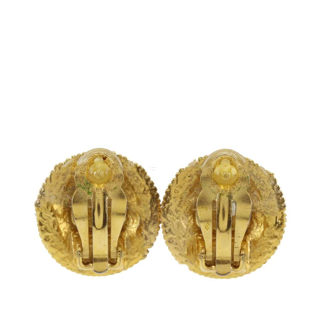 Chanel CC Gold Plated Medallion Clip On Earrings Gold Metal Very good - Inside View