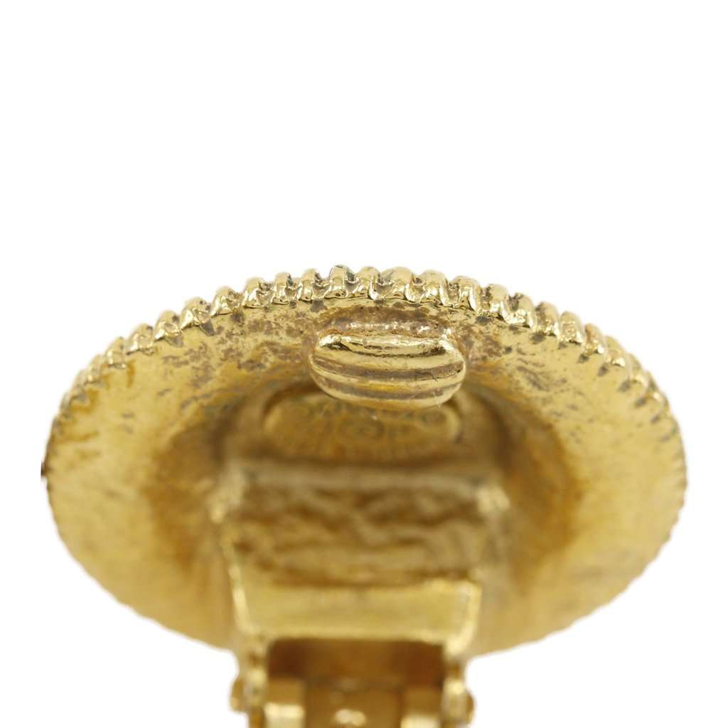 Chanel CC Gold Plated Medallion Clip On Earrings Gold Metal Very good - Box View
