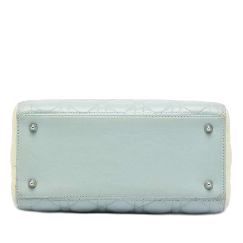 Dior Medium Tricolor Lambskin Cannage Lady Dior Green Leather Very good - Inside View