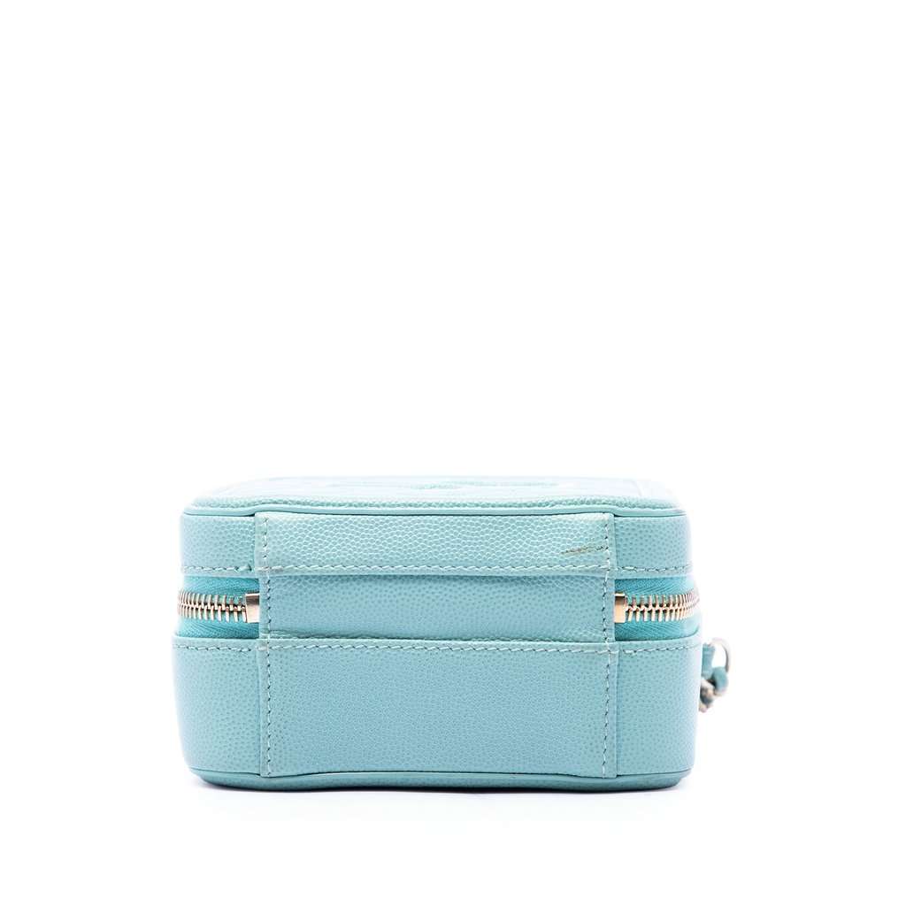 Chanel Caviar CC Filigree Vertical Vanity Case Blue Leather Very good - Inside View